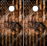 Bass Splash Burnt Wood Flag Cornhole Wrap