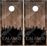 Family Name Wood Trees Cornhole Wrap