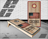 Family Name Wooden Flag Cornhole Boards
