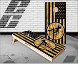 Lineman Burnt Flag 2 Cornhole Boards