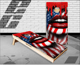 Patriotic American Flag Lip Drip Cornhole Boards