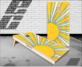 Sun Burst Weathered Wood Cornhole Boards