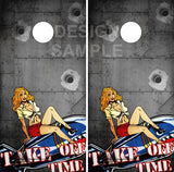 Take off Time Pin Up Girl Cornhole Wrap