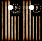 1776 Burnt Flag Wood Cornhole Tops