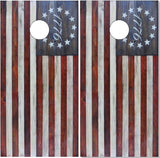 1776 Flag Wood Cornhole Wrap