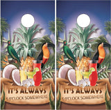 5 O'clock Beach Scene Parrot Cornhole Wrap