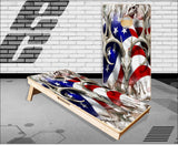 American Buck Obliteration Buck Snow Cornhole Boards