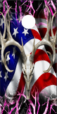 American Deer Oblit Skull Pink Camo Cornhole Wrap