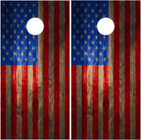 American Flag Barn Wood Dark Cornhole Wrap