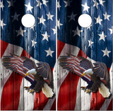 American Flag Eagle Wood Cornhole Wrap