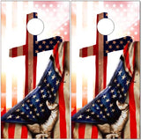 American Flag Pull Cross Cornhole Wrap