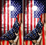 American Flag Pull Cornhole Wrap