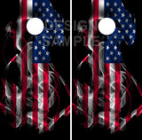 American Flag Smoke Cornhole Wrap