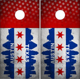 Austin Texas Grunge Flag UV Direct Print Cornhole Tops