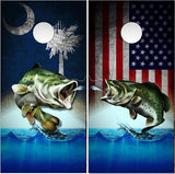 Bass American South Carolina Flag Cornhole Wrap