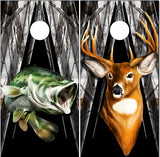 Bass Buck Camo Spikes Cornhole Wrap