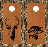 Bass Buck Camo Wood Cornhole Wrap