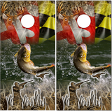 Bass Buck Hunting Maryland Flag Cornhole Wrap