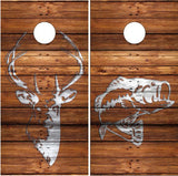 Bass Buck Rustic Wood Cornhole Wrap