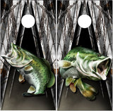 Bass Fish Camo Spikes Cornhole Wrap