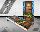 Bass Fish Camo Water Cornhole Boards