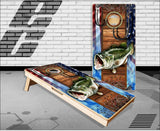 Bass Fish Hooks American Flag Cornhole Boards