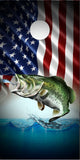 Bass Fish Splash American Flag Cornhole Wrap