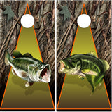 Bass Fishing Camo Cornhole Wrap