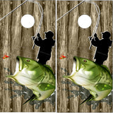 Bass Fishing Wood 2 Cornhole Wrap