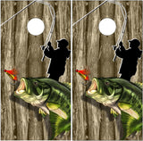 Bass Fishing Wood Cornhole Wrap