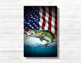 Bass Splash American Flag Wood Print