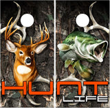 Bass and Buck Hunt Life Camo Cornhole Wrap