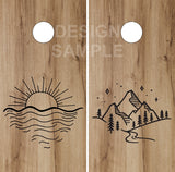 Beach And Mountains Wood Cornhole Wrap