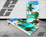 Beach Parrot palm Trees Cornhole Boards