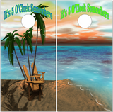 Beach Scene Chairs Cornhole Wrap
