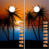 Beach Scene Paradise Sunset Cornhole Wrap