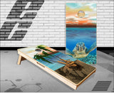 Beach Scene Sea Turtle Cornhole Boards
