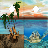 Beach Scene Sea Turtle Cornhole Wrap