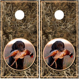 Black Lab Hunting Grass UV Direct Print Cornhole Tops