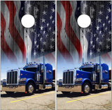 Blue Peterbilt UV Direct Print Cornhole Tops