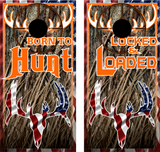 Born to Hunt Camo Deer Skull Cornhole Wrap
