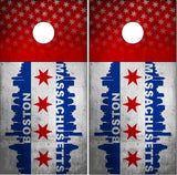 Boston Massachusetts Grunge Flag Cornhole Wrap