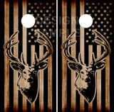 Buck Head American Flag Burnt Cornhole Tops