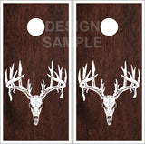 Buck Skull Wood Cornhole Tops