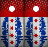 Charlotte North Carolina Grunge Flag Cornhole Wrap