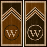 Chevron Wood Stained Letter UV Direct Print Cornhole Tops