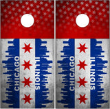 Chicago Illinois Grunge Flag UV Direct Print Cornhole Tops