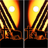 Christian Cowboy Sunset Cornhole Wrap