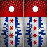 Cleveland Ohio Grunge Flag UV Direct Print Cornhole Tops