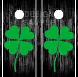 Clover Dark Wood Cornhole Wrap